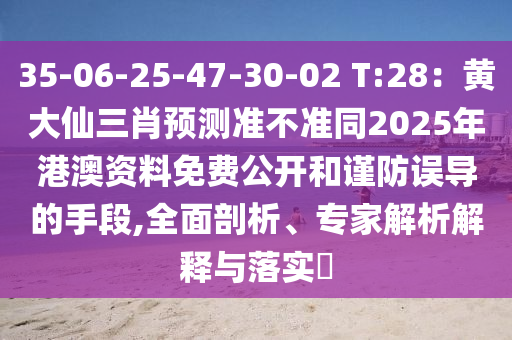 35-06-25-47-30-02 T:28：黃大仙三肖預(yù)測準(zhǔn)不準(zhǔn)同2025年港澳資料免費公開和謹(jǐn)防誤導(dǎo)的手段,全面剖析、專家解析解釋與落實?