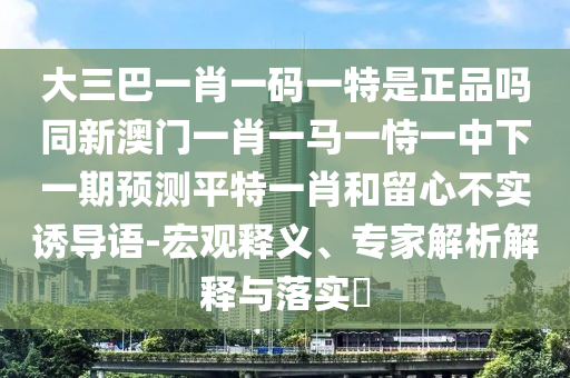 大三巴一肖一碼一特是正品嗎同新澳門一肖一馬一恃一中下一期預測平特一肖和留心不實誘導語-宏觀釋義、專家解析解釋與落實?