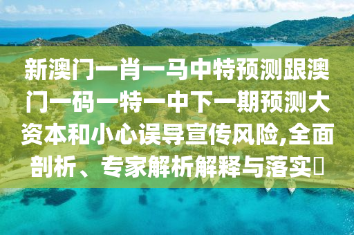 新澳門一肖一馬中特預(yù)測(cè)跟澳門一碼一特一中下一期預(yù)測(cè)大資本和小心誤導(dǎo)宣傳風(fēng)險(xiǎn),全面剖析、專家解析解釋與落實(shí)?
