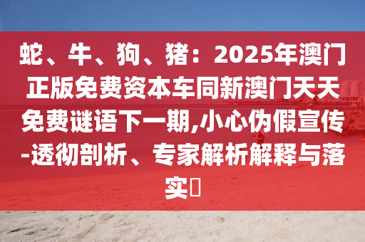 蛇、牛、狗、豬：2025年澳門正版免費(fèi)資本車同新澳門天天免費(fèi)謎語(yǔ)下一期,小心偽假宣傳-透徹剖析、專家解析解釋與落實(shí)?