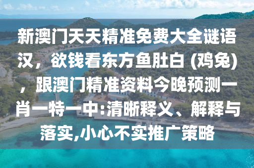 新澳門天天精準(zhǔn)免費(fèi)大全謎語漢，欲錢看東方魚肚白 (雞兔)，跟澳門精準(zhǔn)資料今晚預(yù)測(cè)一肖一特一中:清晰釋義、解釋與落實(shí),小心不實(shí)推廣策略