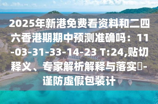 2025年新港免費看資料和二四六香港期期中預測準確嗎：11-03-31-33-14-23 T:24,貼切釋義、專家解析解釋與落實?-謹防虛假包裝計