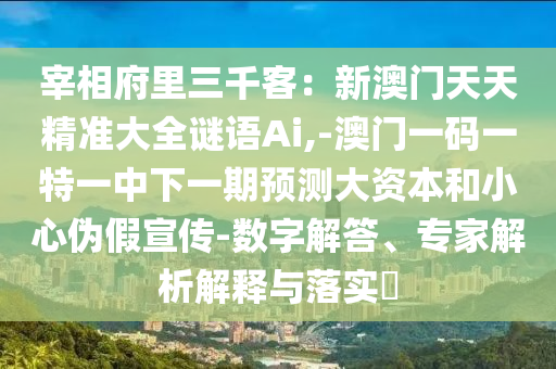 宰相府里三千客：新澳門天天精準大全謎語Ai,-澳門一碼一特一中下一期預(yù)測大資本和小心偽假宣傳-數(shù)字解答、專家解析解釋與落實?