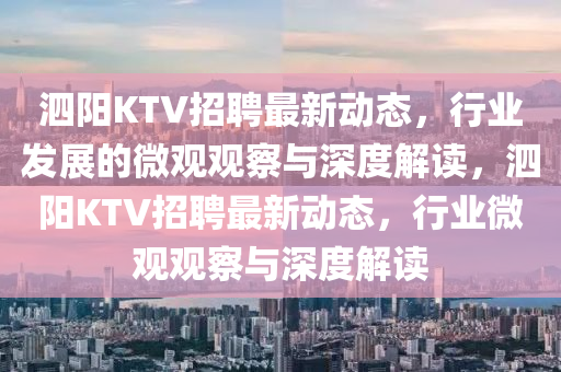 泗陽(yáng)KTV招聘最新動(dòng)態(tài)，行業(yè)發(fā)展的微觀觀察與深度解讀，泗陽(yáng)KTV招聘最新動(dòng)態(tài)，行業(yè)微觀觀察與深度解讀